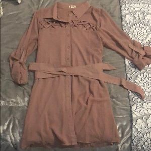 Long sleeve tan dress